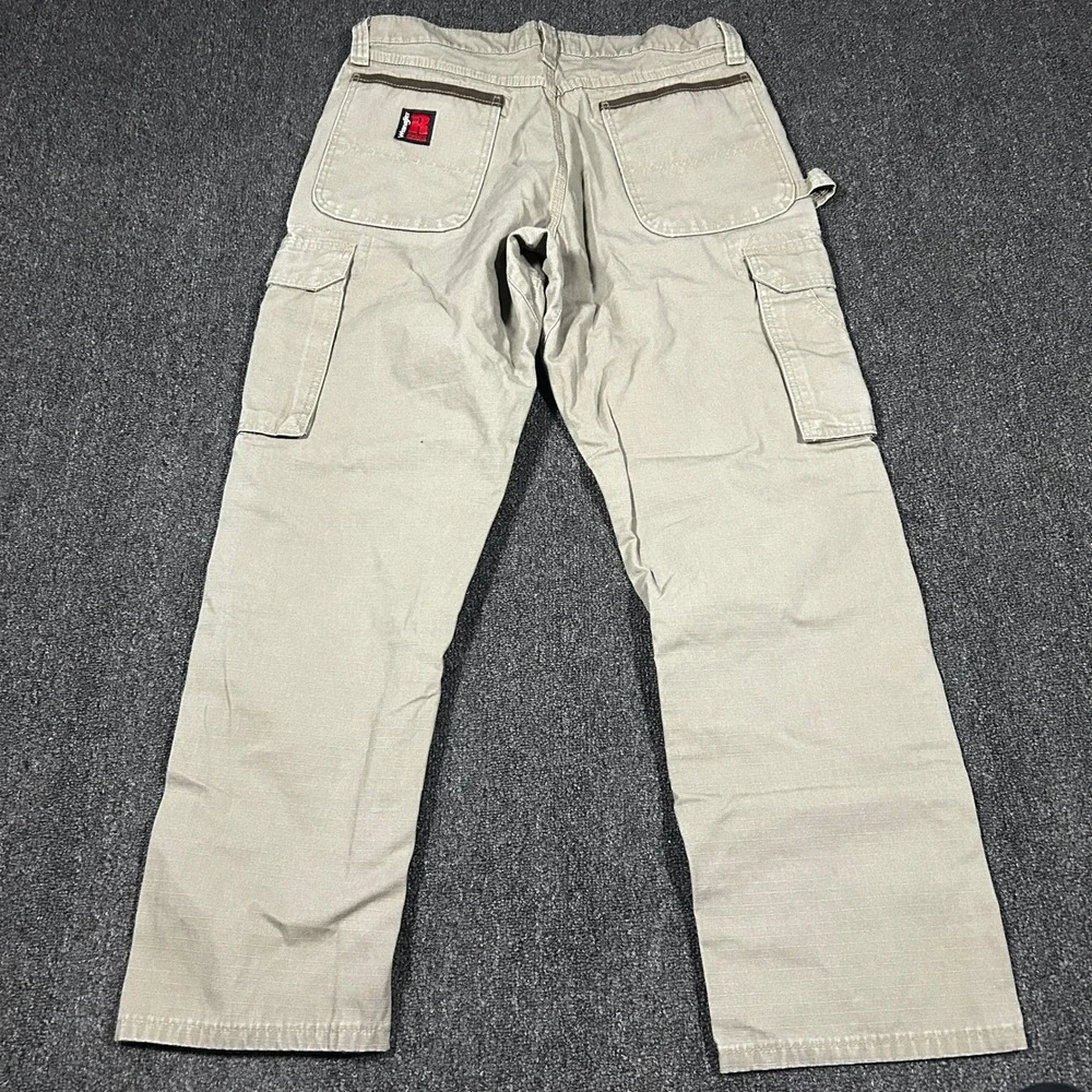 Wrangler Riggs Workwear Cargo Pants Mens 33x30 Bark Ripstop Cotton 103W060BR